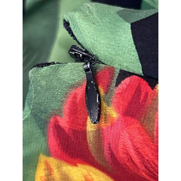 Vintage 1980s Adrianna Papell Tropical Floral Short Sleeve Silk Dress Size 10 - Picture 6 of 8